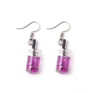 NWT Purple Fruit Drink Earrings